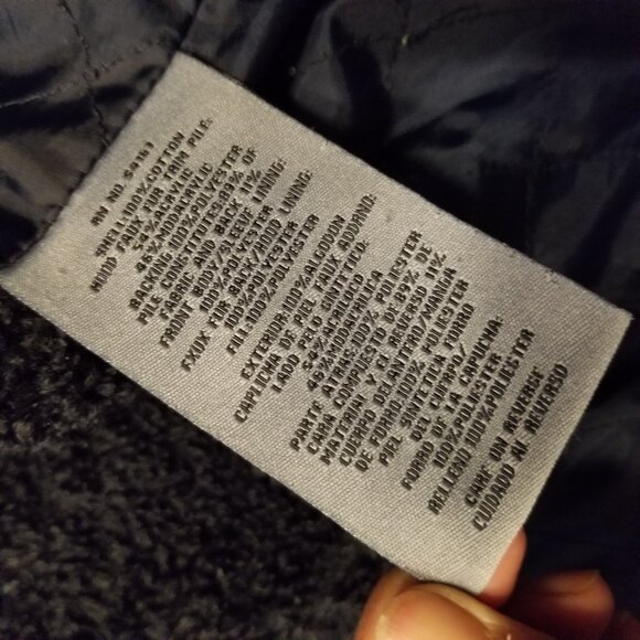 Levi's Women Navy Hooded Jacket Cotton Medium Sherpa Interior Parka Coat Anorak - Picture 7 of 10